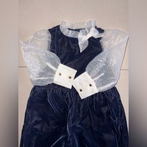 Janie and Jack Toddler Girl Holiday Velvet Organza Christmas Outfit Navy Sz 2T